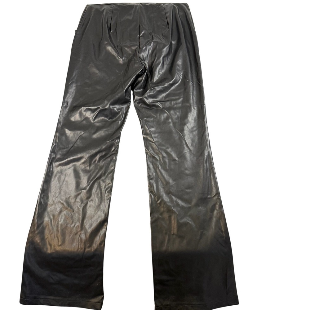 Windsor Faux Leather Flare Pants Black High Rise Size L